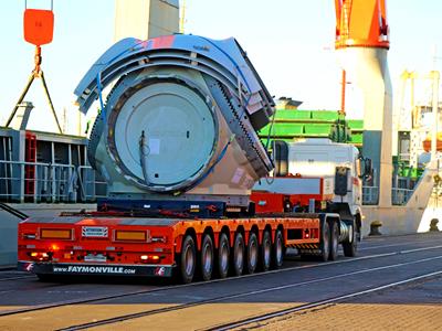 Faymonville manufactures semi-trailers ideal for the wind turbine sector. Whether for towers, transformers/generators, hybrid towers and rotor blades or wind turbine blades 
