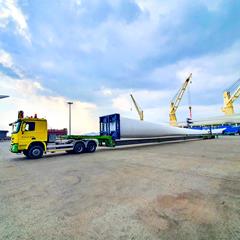 Two 3-axle WingMAX flatbeds by Faymonville are in use to move longest wind blades to the different farms through the country.