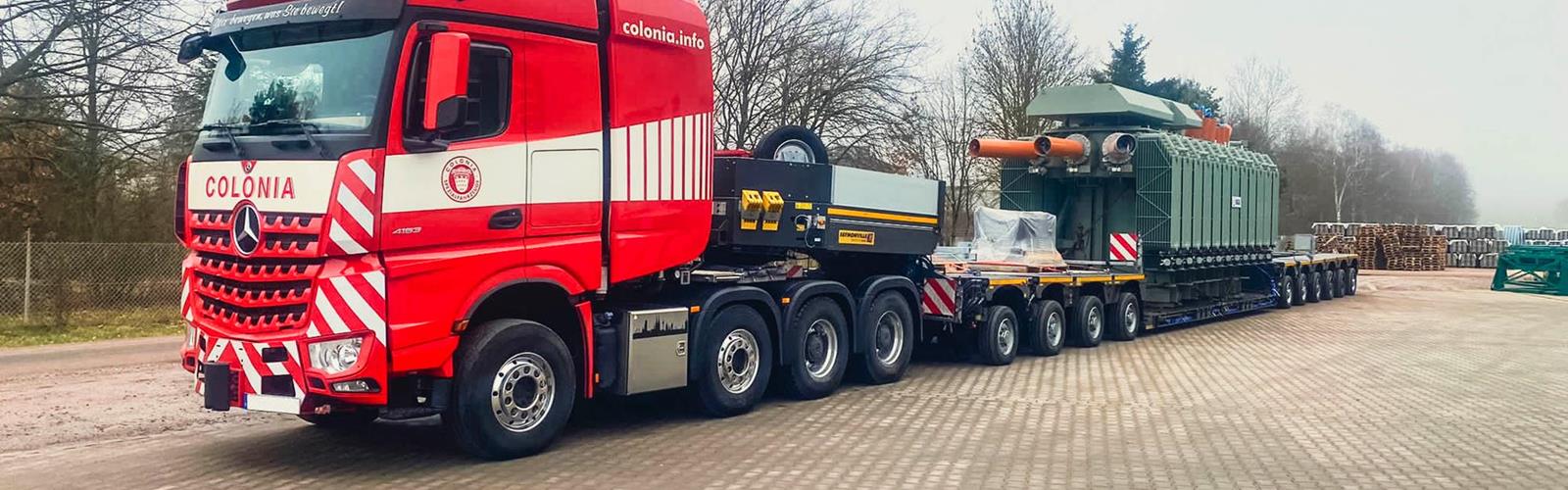 Um in seiner Schwertransportabteilung Flexibilität und Effizienz zu vereinen, verstärkte sich COLONIA mit einer VarioMAX Plus Tieflader-Kombination von Faymonville.