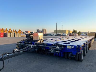 Rezayat received an impressive delivery: 62 modular axle lines by Faymonville, along with four Power Pack Units and four drawbar sets to connect with their truck units.